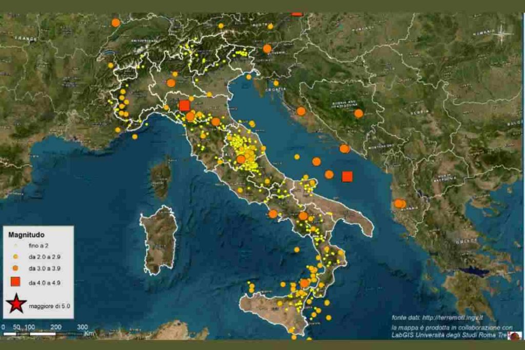 mappa terremoti italia febbraio 2024