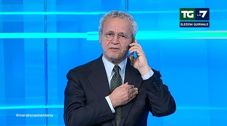 Mentana durante una diretta tv